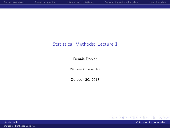 statistical methods lecture 1