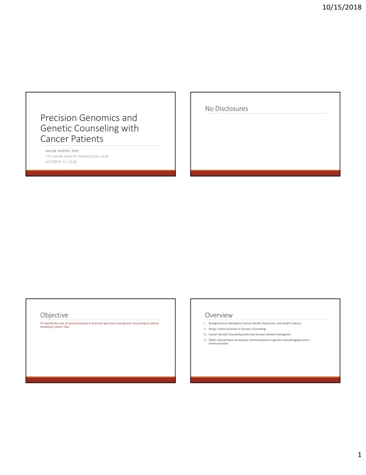 precision genomics and genetic counseling with cancer