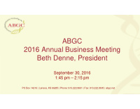 abgc 2016 annual business meeting beth denne president
