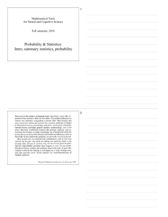 Probability &amp; Statistics:  Intro, summary statistics, probability  2 - Efron &amp; Tibshirani,