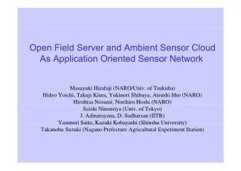 Open Field Server and Ambient Sensor Cloud  Open Field Server and Ambient Sensor Cloud  As