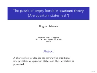 The puzzle of empty bottle in quantum theory.  (Are quantum states real?)  Bogdan Mielnik  Depto de
