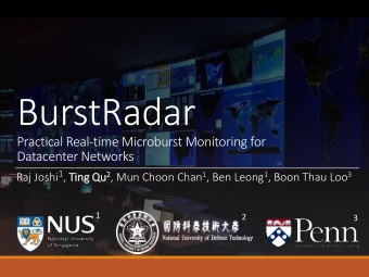 BurstRadar  Practical Real-time Microburst Monitoring for  Datacenter Networks Raj Joshi 1 , Ti
