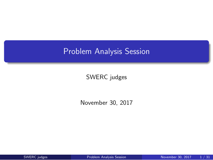 problem analysis session