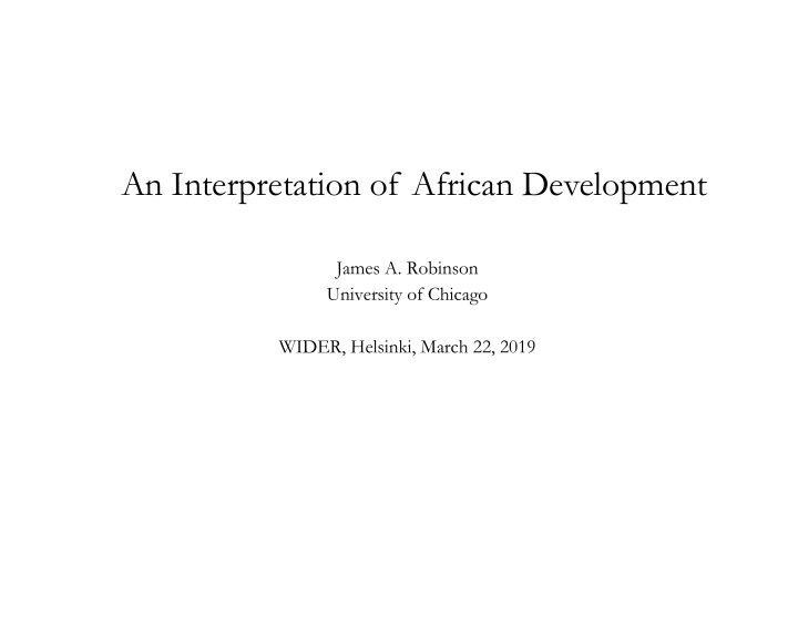 an interpretation of african development