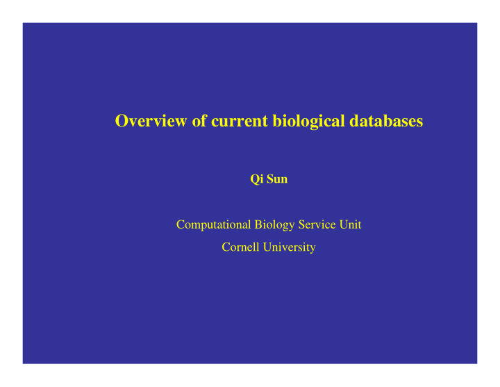 overview of current biological databases