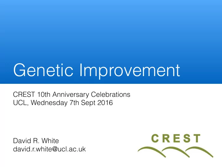 genetic improvement