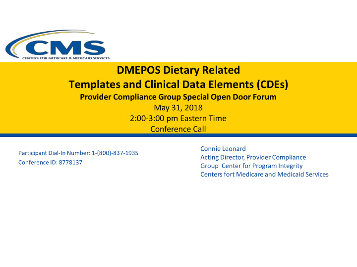 dmepos dietary related templates and clinical data