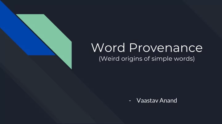word provenance