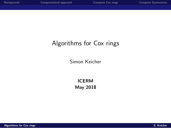 algorithms for cox rings