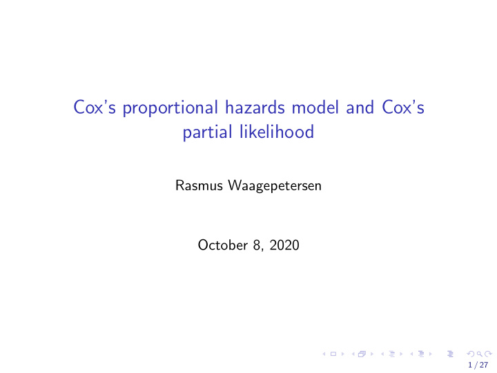 cox s proportional hazards model and cox s partial