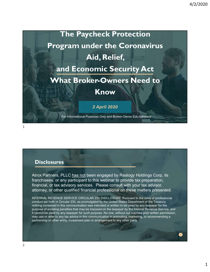 the paycheck protection program under the coronavirus aid