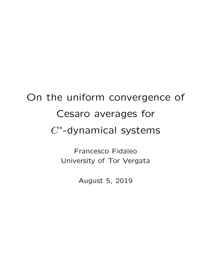 on the uniform convergence of cesaro averages for c