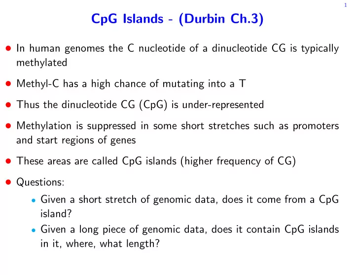 cpg islands durbin ch 3