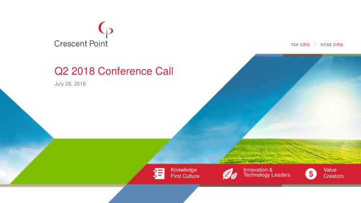 q2 2018 conference call