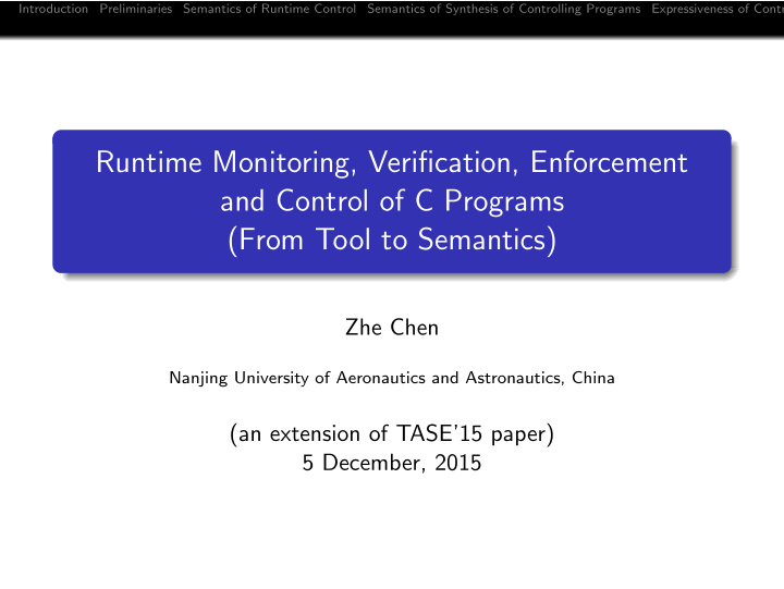 runtime monitoring verification enforcement and control