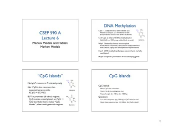 DNA Methylation CpG  - 2 adjacent nts, same strand (not CH 3  CSEP 590 A  Watson-Crick pair;