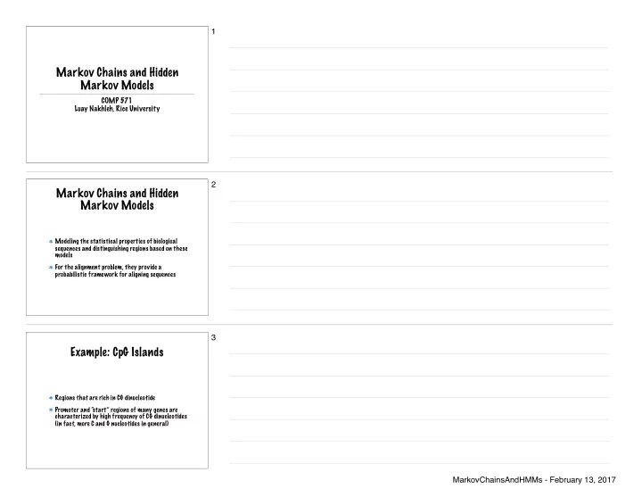 markov chains and hidden markov models