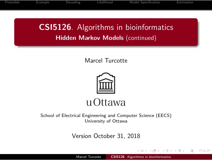 csi5126 algorithms in bioinformatics