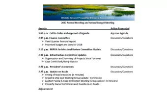 MIPOA Finance Committee Report Financials  3Q 2017 (available in hardcopy)  Proposed 2018