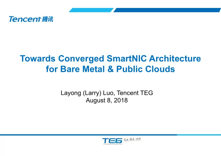 towards converged smartnic architecture for bare metal