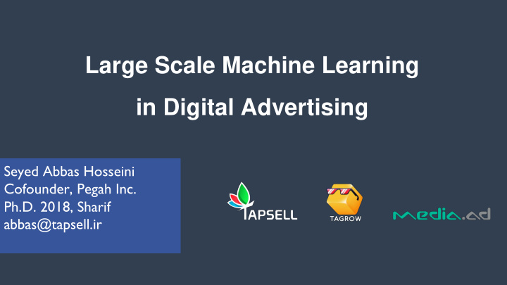 large scale machine learning in digital advertising