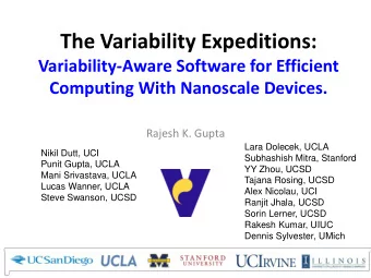 The Variability Expeditions:  Variability-Aware Software for Efficient  Computing With Nanoscale
