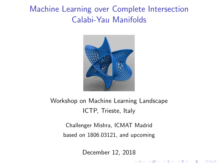 machine learning over complete intersection calabi yau