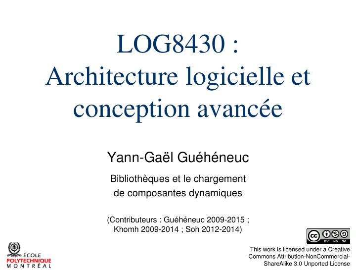 log8430 architecture logicielle et conception avanc e