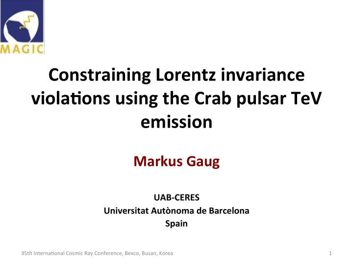 constraining lorentz invariance viola1ons using the crab
