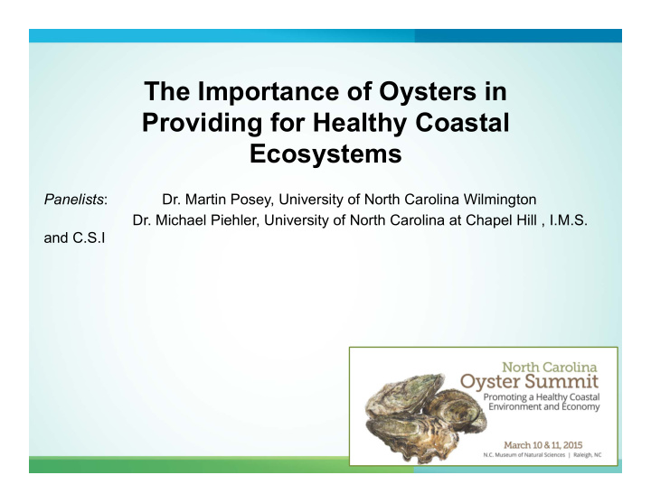 the importance of oysters in