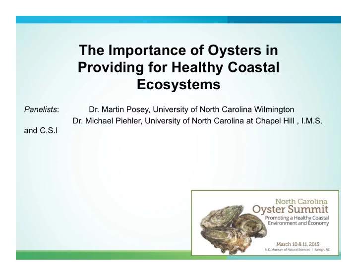 the importance of oysters in