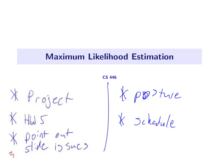 maximum likelihood estimation