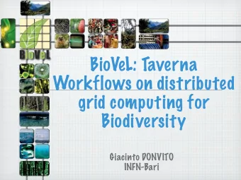 BioVeL: Taverna  Workflows on distributed  grid computing for  Biodiversity  Giacinto DONVITO
