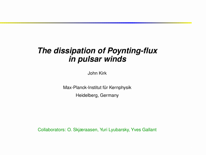 the dissipation of poynting flux in pulsar winds