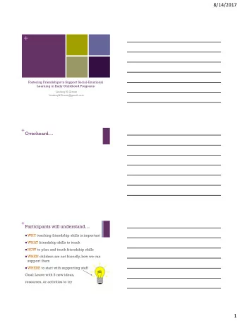 +  Fostering Friendships to Support Social-Emotional  Learning in Early Childhood Programs  Lindsay