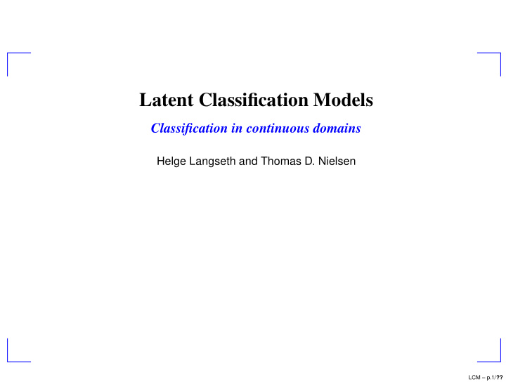 latent classification models