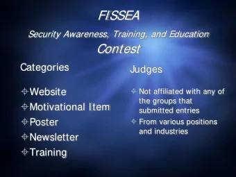 FISSEA Security Awareness, Training, and Education  Contest  Categories  Judges  Website  Not