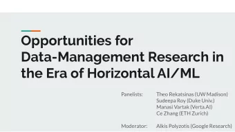 Opportunities for  Data-Management Research in  the Era of Horizontal AI/ML  Panelists:  Theo