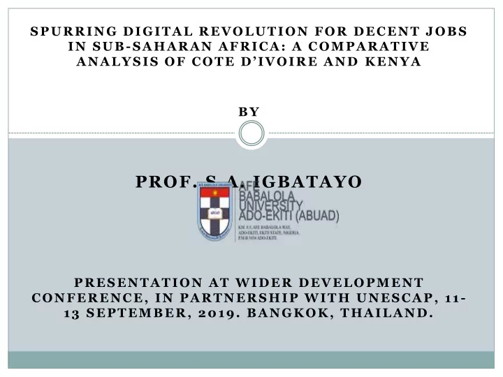 prof s a igbatayo