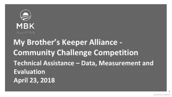 Community Challenge Competition Technical Assistance  Data, Measurement and  Evaluation  April