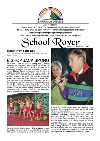 BISHOP JACK SPONG An eventful visit by Bishop Spong from Canada  prompted an energetic showcasing