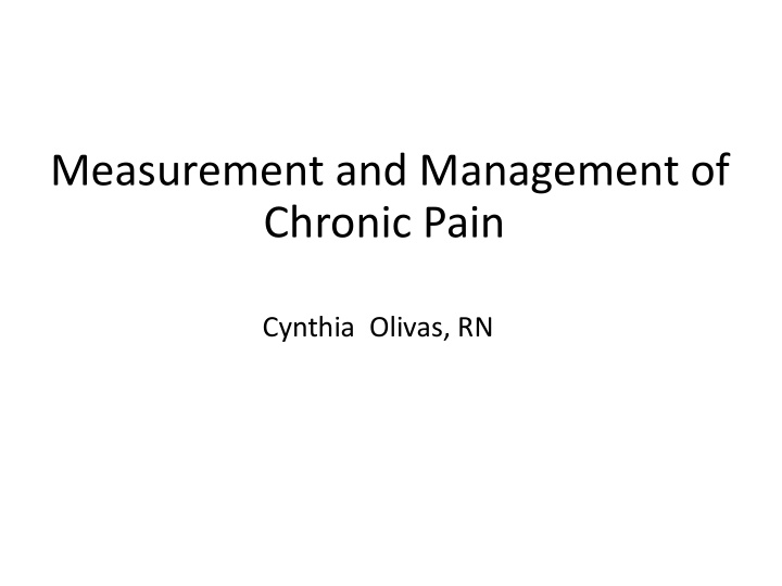 measurement and management of chronic pain