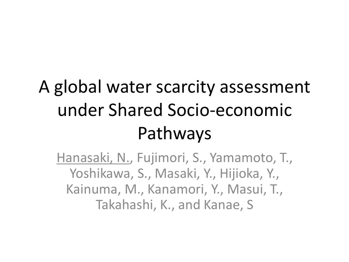 a global water scarcity assessment under shared socio