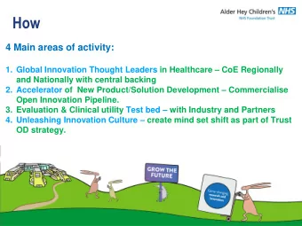 How  4 Main areas of activity: 1. Global Innovation Thought Leaders in Healthcare  CoE