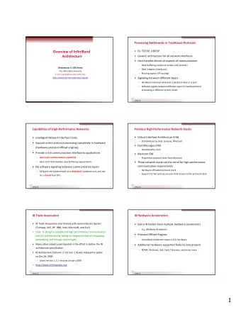 1 IB Overview A Typical IB Network  InfiniBand  Architecture and Basic Hardware Components