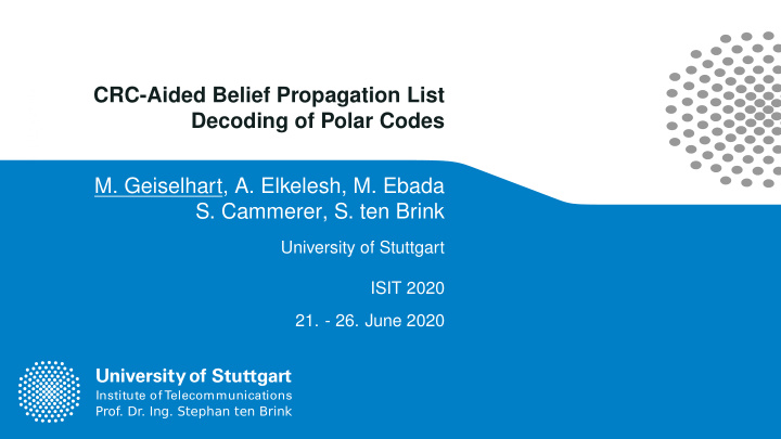 crc aided belief propagation list decoding of polar codes