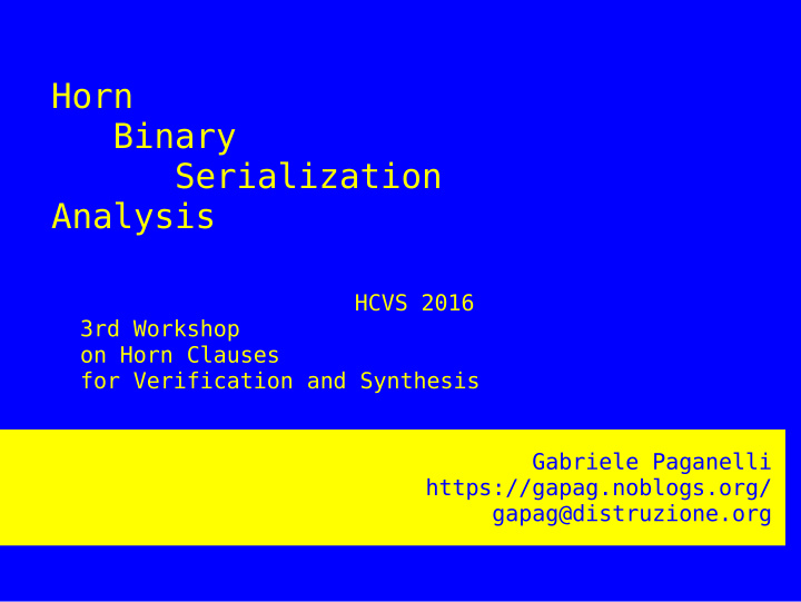 horn binary serialization analysis