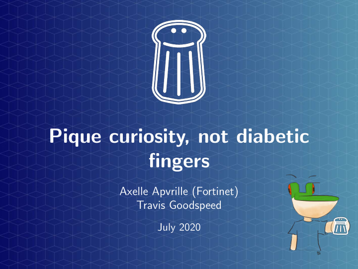 pique curiosity not diabetic fingers