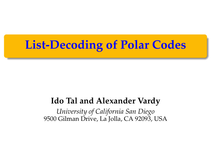 list decoding of polar codes